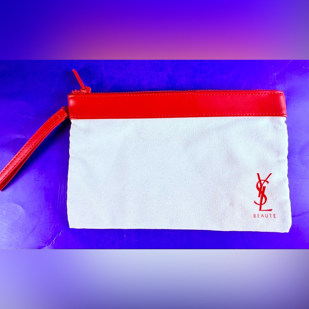Yves Saint Laurent YSL Cosmetic Bag Red and White